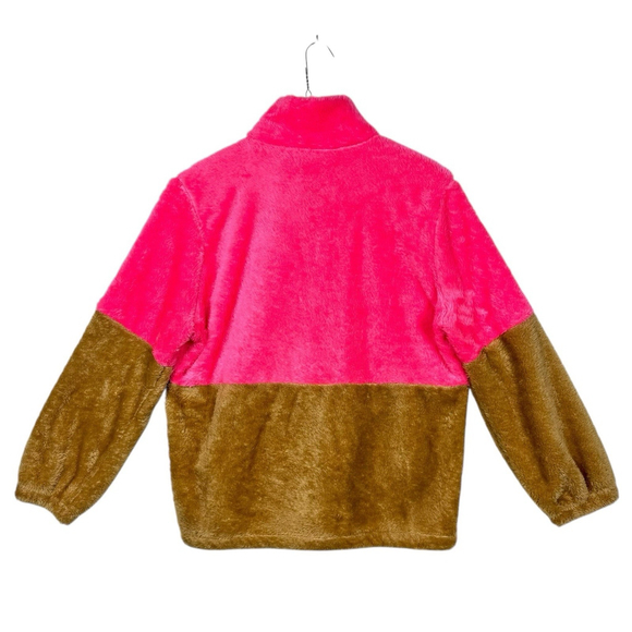 Lilly Pulitzer Keala Sherpa Popover Fleece XLarge XL Neon Pink Tan - Picture 2 of 8